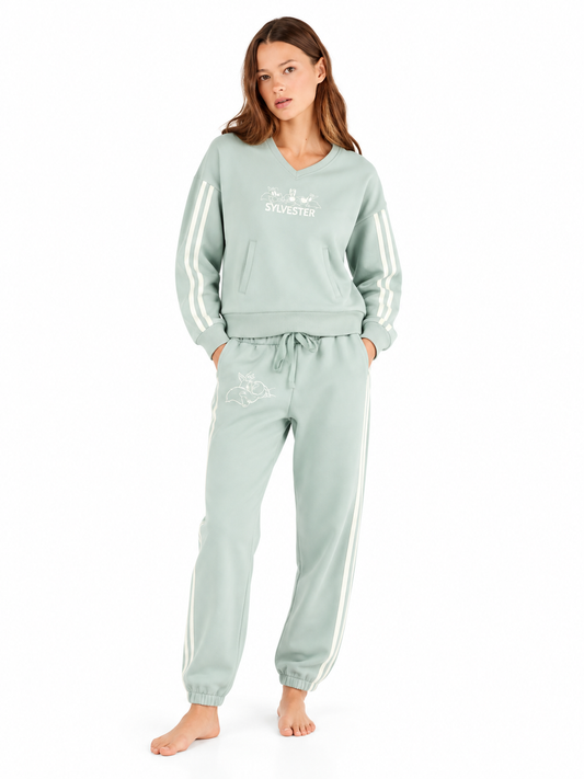 Pigiama donna Gisela Loneey Tunes Gatto Silvestro viscosa felpata elasticizzata 20346
