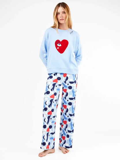 Pigiama donna Gisela girocollo in caldo cotone 20326