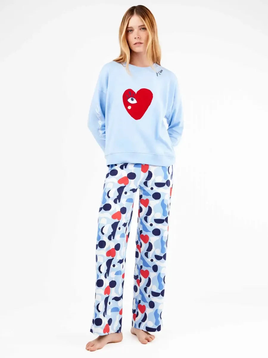 Pigiama donna Gisela girocollo in caldo cotone 20326