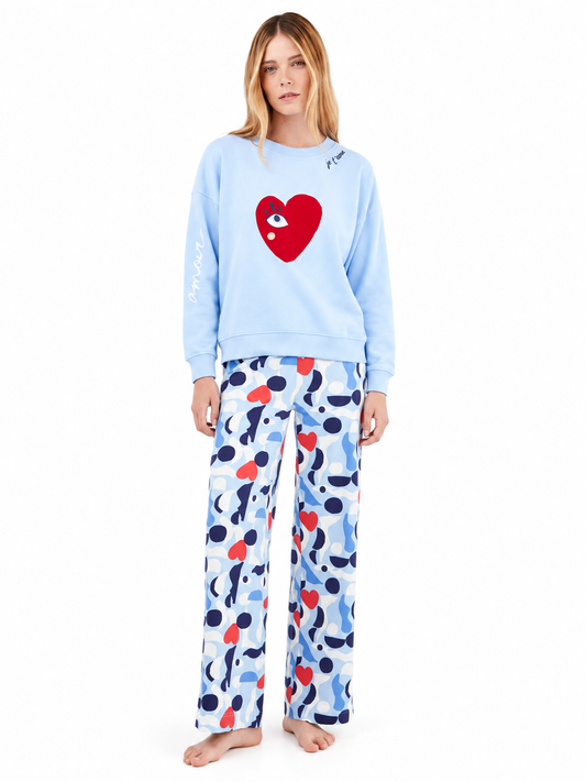 Pigiama donna Gisela girocollo in caldo cotone 20326