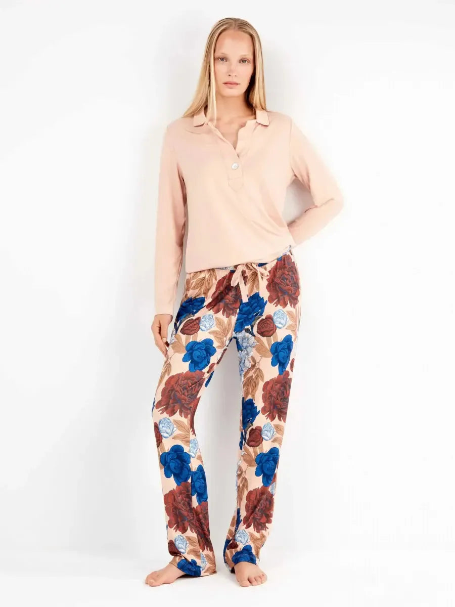 Pigiama donna Gisela serafino in maglia calda 20304