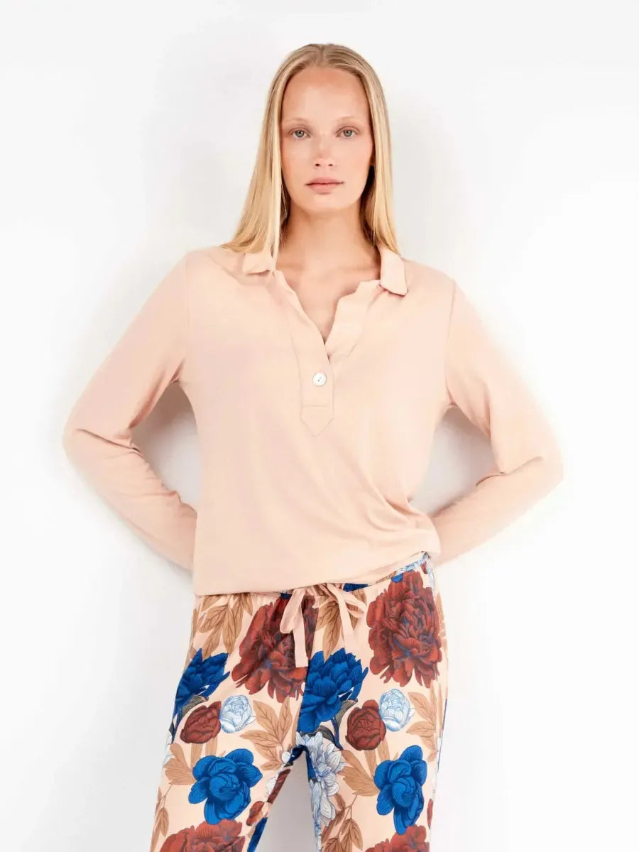 Pigiama donna Gisela serafino in maglia calda 20304