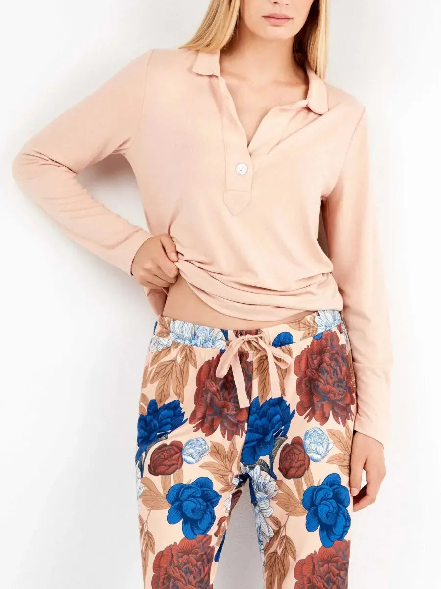 Pigiama donna Gisela serafino in maglia calda 20304