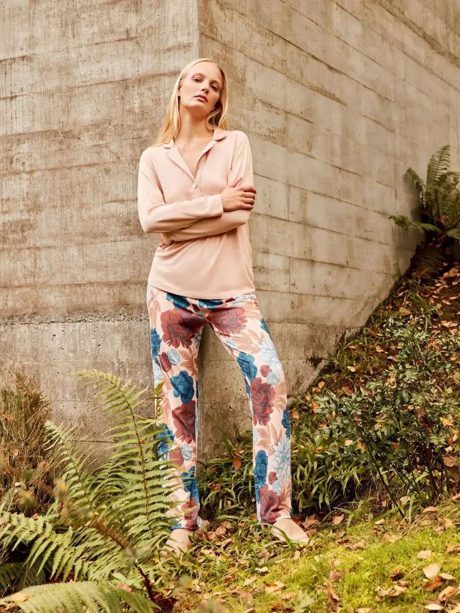 Pigiama donna Gisela serafino in maglia calda 20304