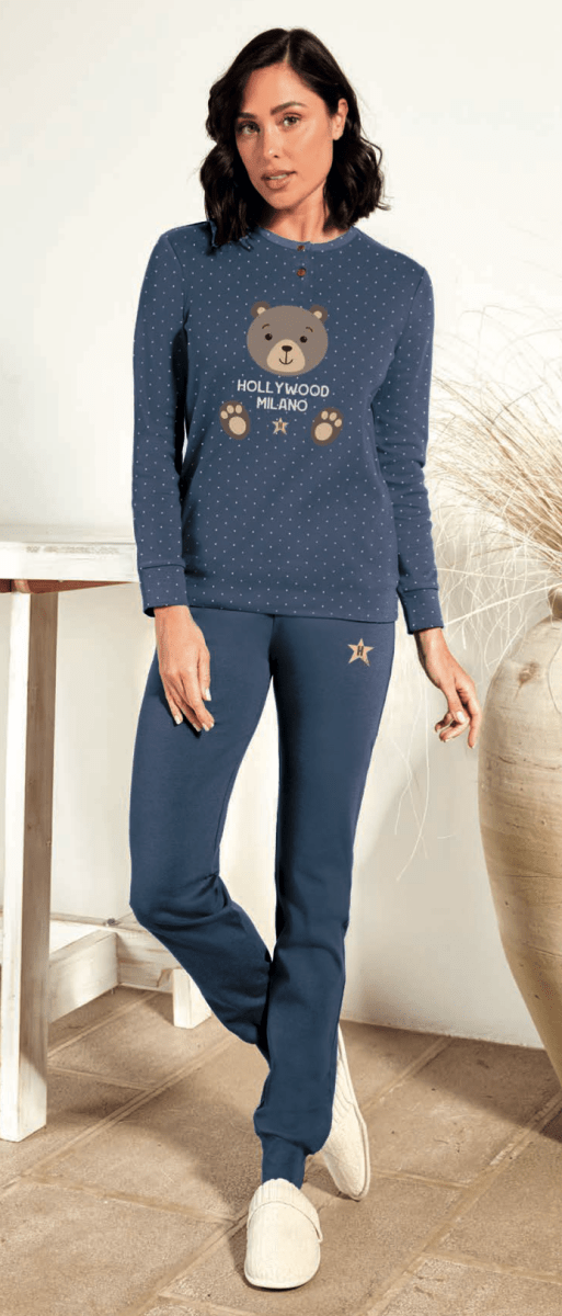 Pigiama donna Hollywood Milano serafino caldo cotone interlock HPA103