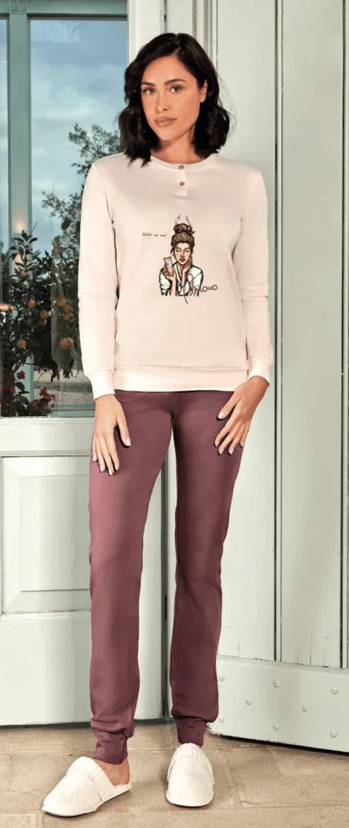 Pigiama donna Hollywood Milano serafino caldo cotone interlock HPA127