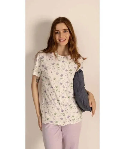 Pigiama donna Jersey aperto Gary mezza manica pantalone lungo 5255