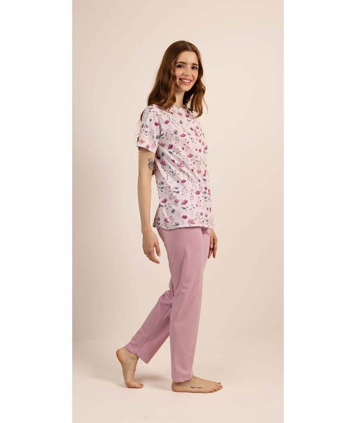 Pigiama donna Jersey aperto Gary mezza manica pantalone lungo 5255