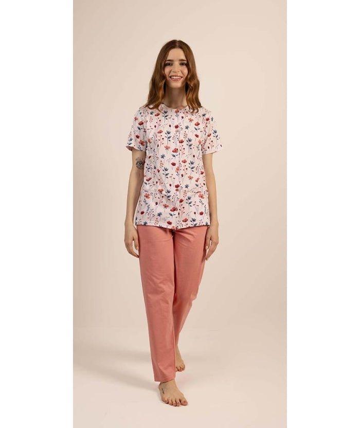 Pigiama donna Jersey aperto Gary mezza manica pantalone lungo 5255