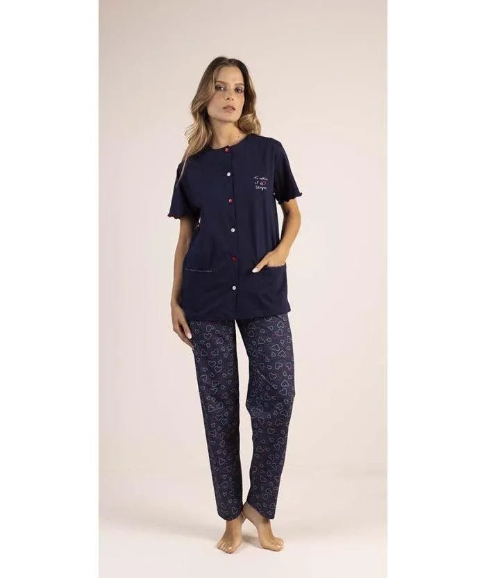 Pigiama donna Jersey aperto Gary mezza manica pantalone lungo 5366