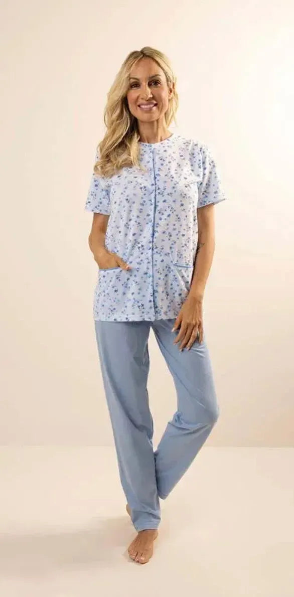 Pigiama donna Jersey aperto Gary mezza manica pantalone lungo CB580084