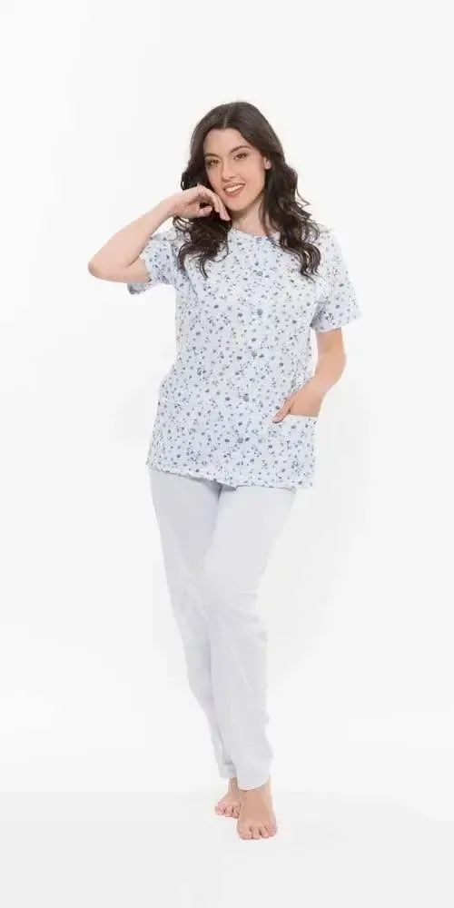 Pigiama donna Jersey aperto Gary mezza manica pantalone lungo R50033