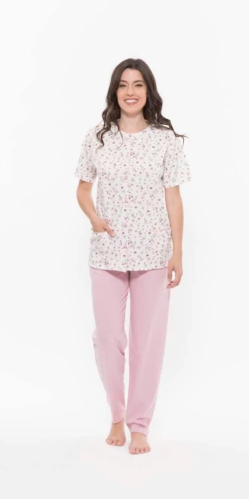 Pigiama donna Jersey aperto Gary mezza manica pantalone lungo R50033