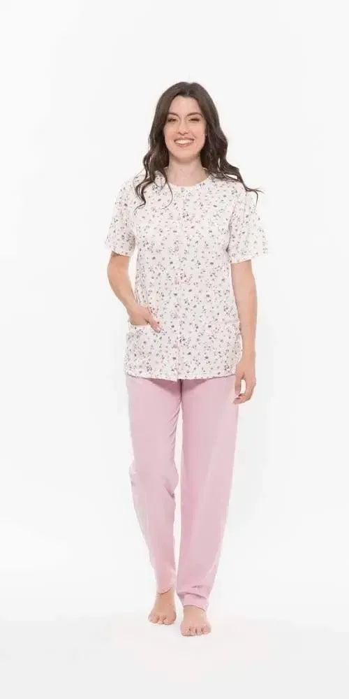 Pigiama donna Jersey aperto Gary mezza manica pantalone lungo R50033