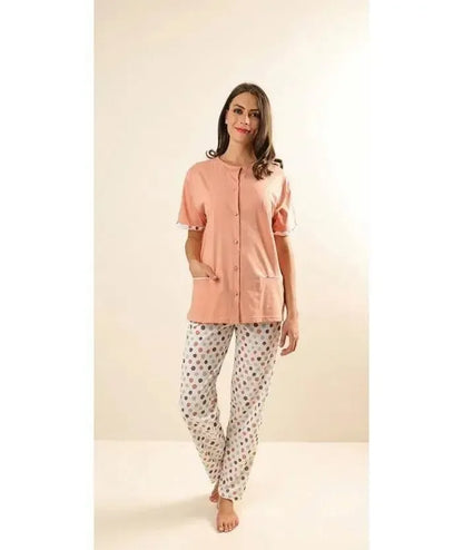 Pigiama donna Jersey aperto Gary mezza manica pantalone lungo Z50044