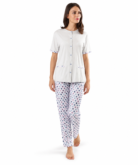 Pigiama donna Jersey aperto Gary mezza manica pantalone lungo Z50044