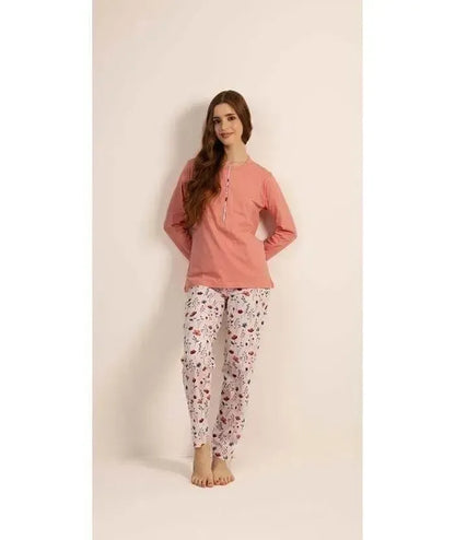 Pigiama donna Jersey serafino Gary manica lunga pantalone lungo 5251