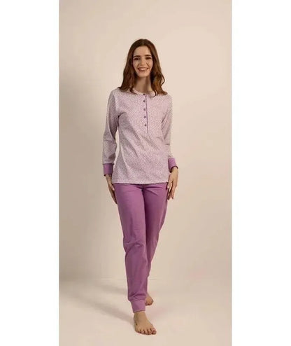 Pigiama donna Jersey serafino Gary manica lunga pantalone lungo 5265