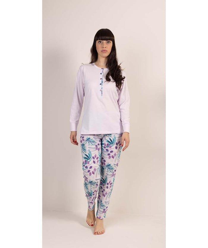 Pigiama donna Jersey serafino Gary manica lunga pantalone lungo 5342