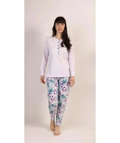 Pigiama donna Jersey serafino Gary manica lunga pantalone lungo 5342