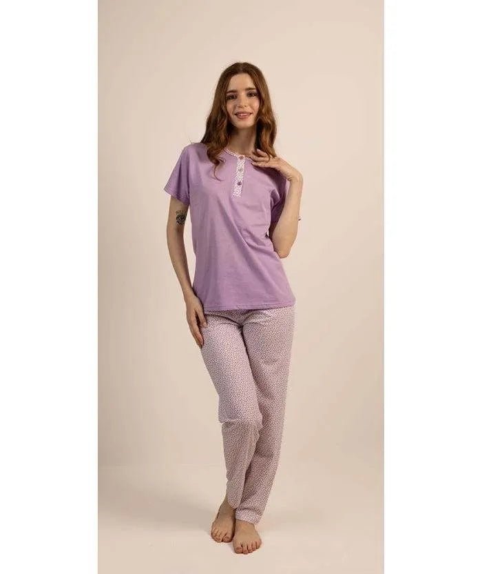 Pigiama donna Jersey serafino Gary mezza manica pantalone lungo 5269