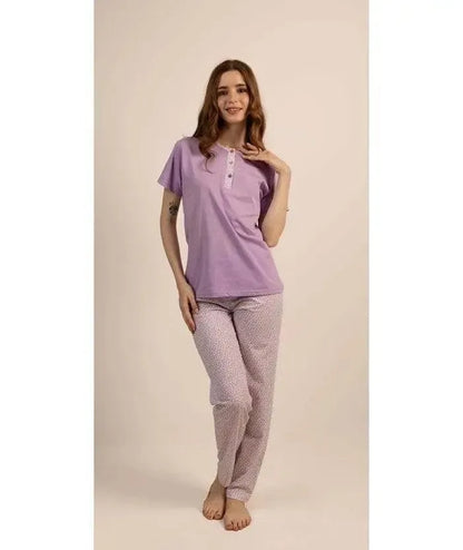 Pigiama donna Jersey serafino Gary mezza manica pantalone lungo 5269