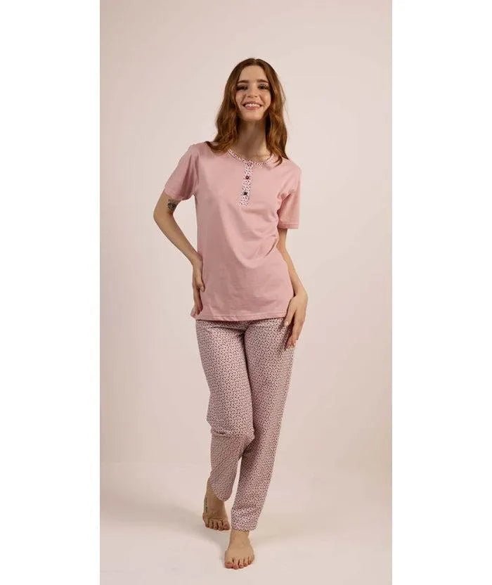 Pigiama donna Jersey serafino Gary mezza manica pantalone lungo 5269