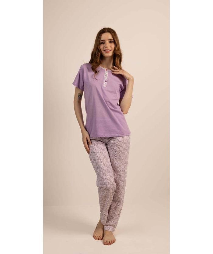 Pigiama donna Jersey serafino Gary mezza manica pantalone lungo 5269