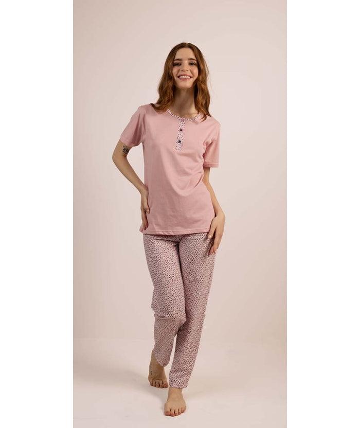 Pigiama donna Jersey serafino Gary mezza manica pantalone lungo 5269