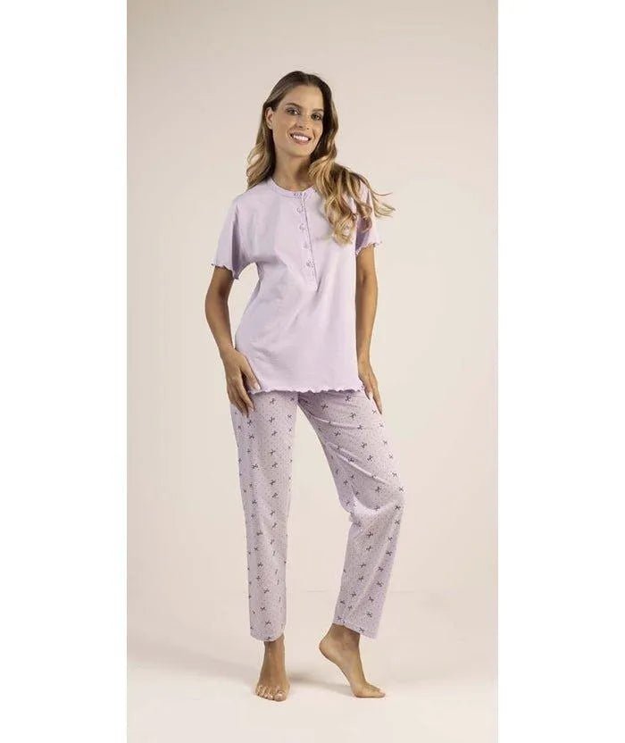 Pigiama donna Jersey serafino Gary mezza manica pantalone lungo 5315
