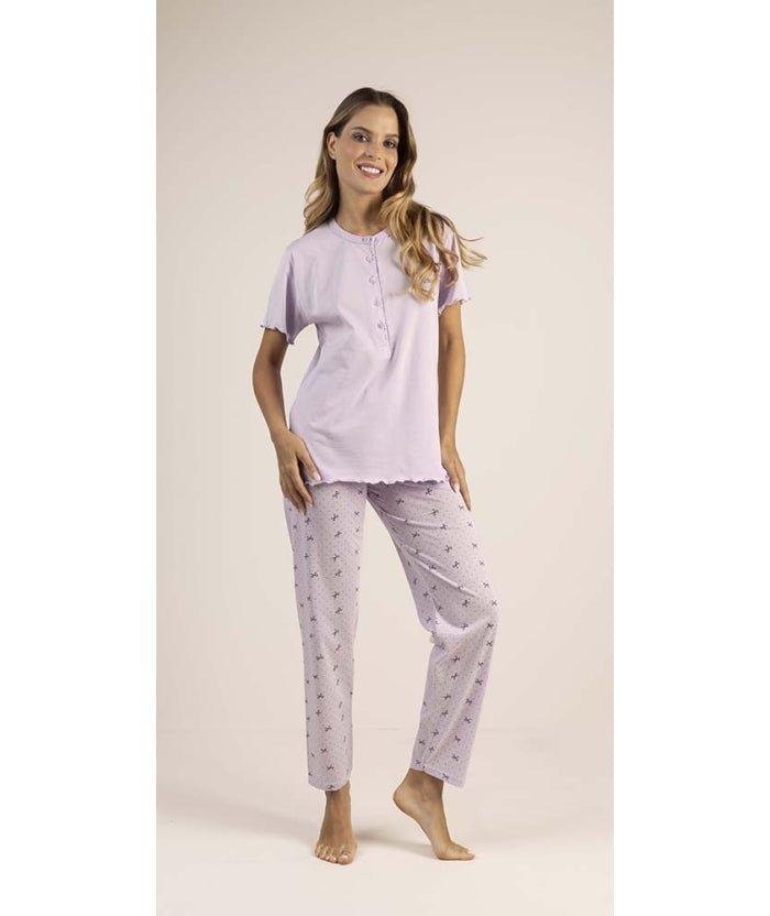 Pigiama donna Jersey serafino Gary mezza manica pantalone lungo 5315