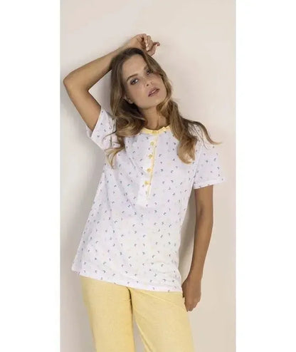 Pigiama donna Jersey serafino Gary mezza manica pantalone lungo 5358