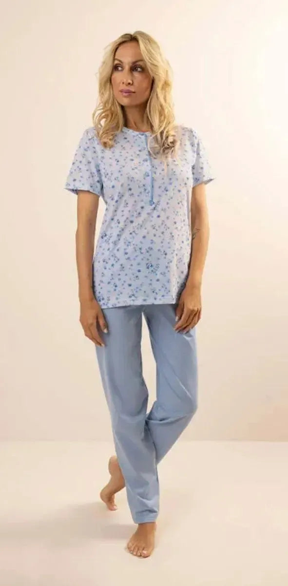Pigiama donna Jersey serafino Gary mezza manica pantalone lungo CB580083