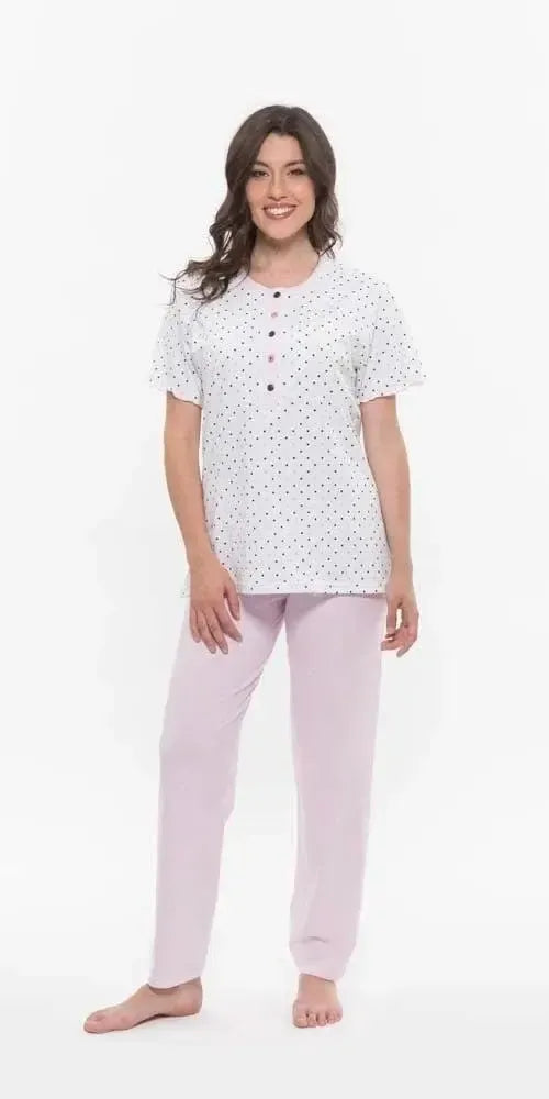 Pigiama donna Jersey serafino Gary mezza manica pantalone lungo R50041