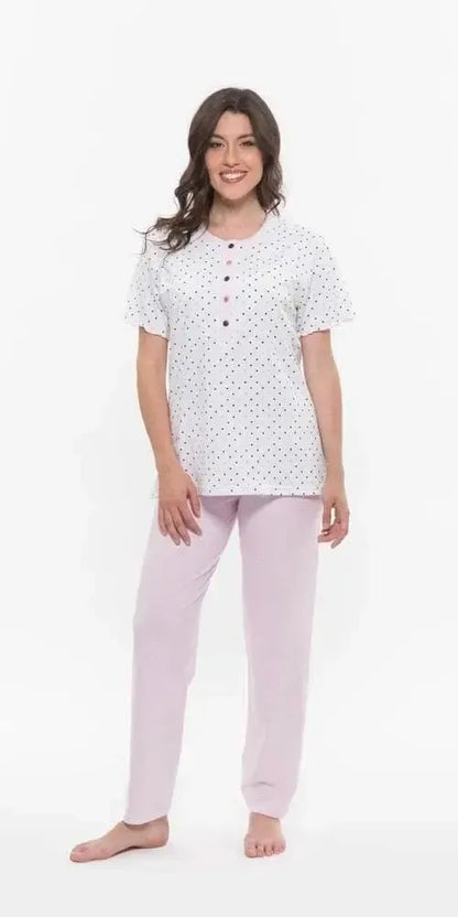 Pigiama donna Jersey serafino Gary mezza manica pantalone lungo R50041
