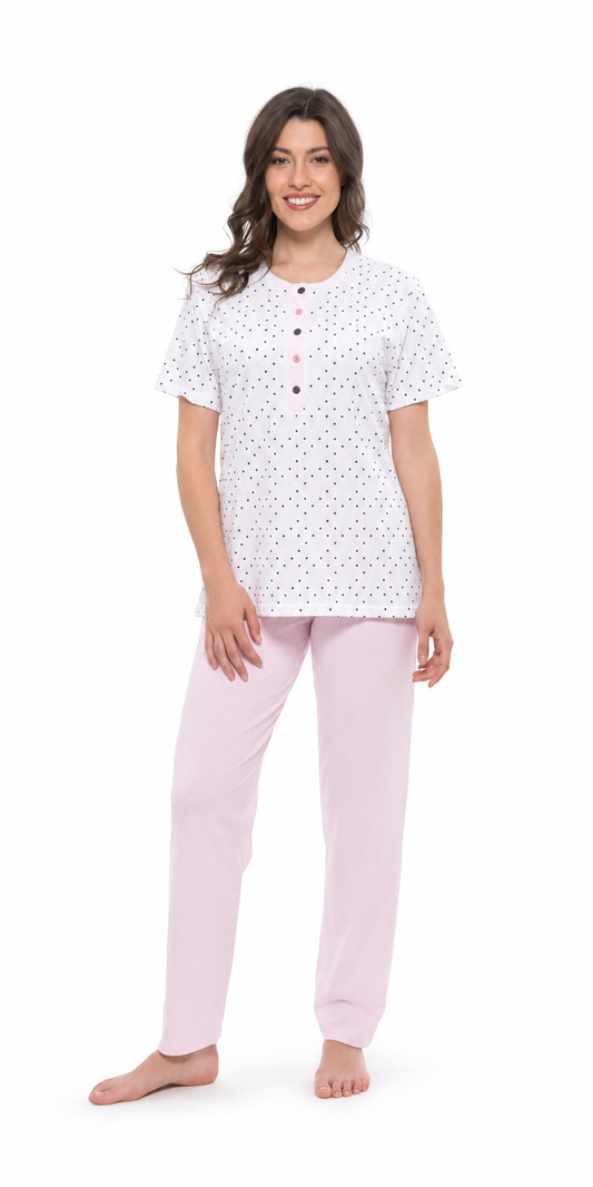 Pigiama donna Jersey serafino Gary mezza manica pantalone lungo R50041