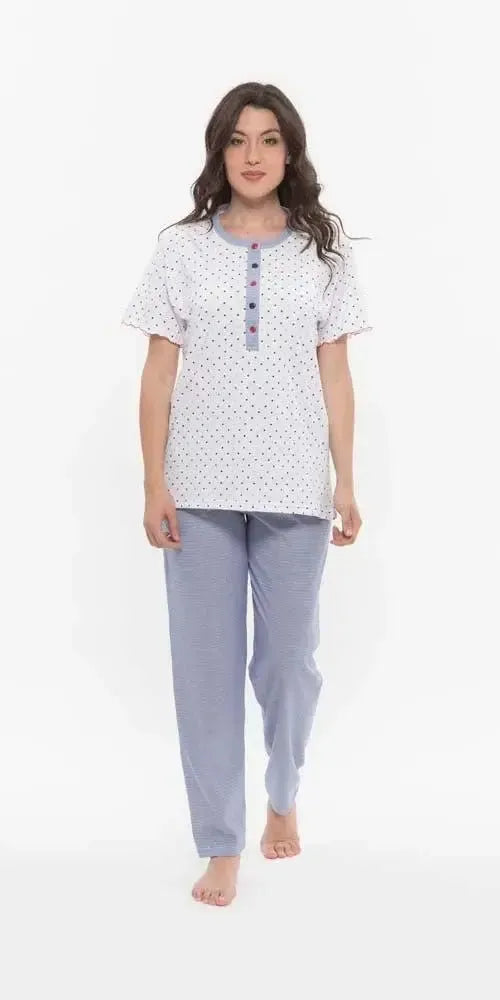Pigiama donna Jersey serafino Gary mezza manica pantalone lungo R50041