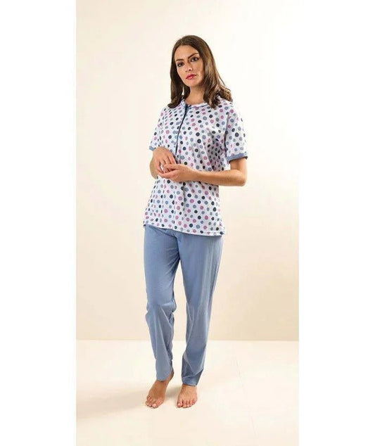 Pigiama donna Jersey serafino Gary mezza manica pantalone lungo Z50042