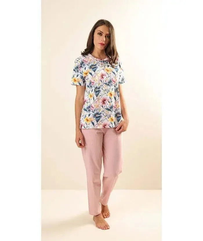 Pigiama donna Jersey serafino Gary mezza manica pantalone lungo Z50074