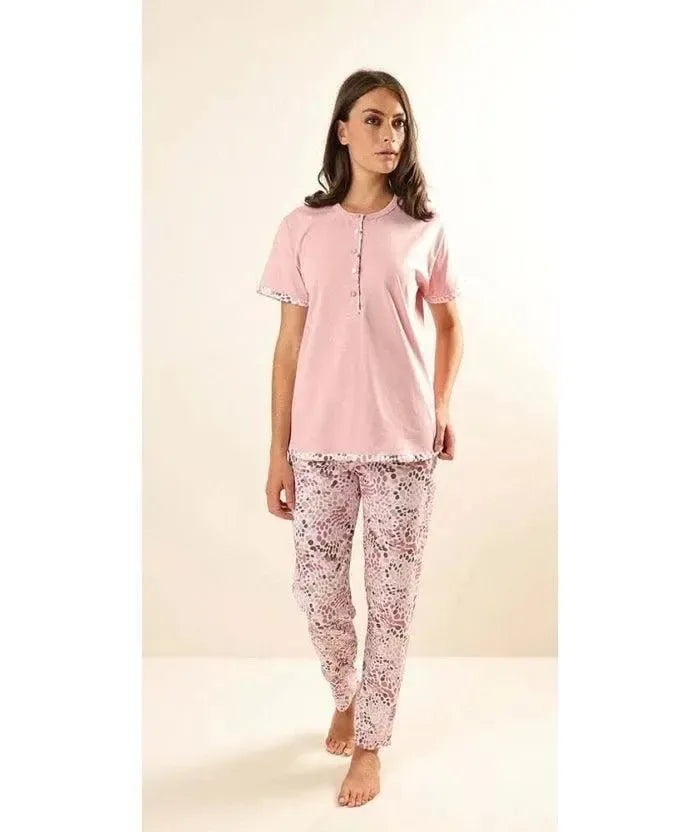 Pigiama donna Jersey serafino Gary mezza manica pantalone lungo Z50092