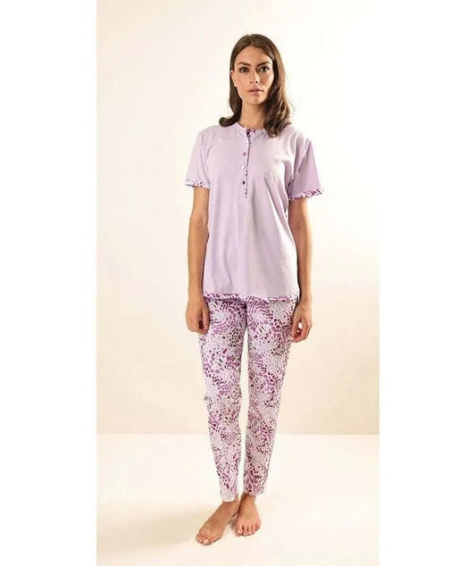 Pigiama donna Jersey serafino Gary mezza manica pantalone lungo Z50092