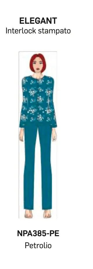 Pigiama donna Nottingham aperto caldo cotone interlock NPA385