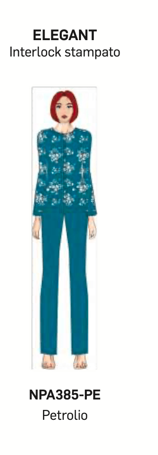 Pigiama donna Nottingham aperto caldo cotone interlock NPA385