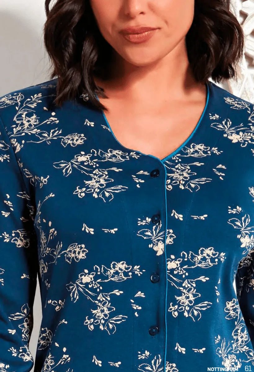 Pigiama donna Nottingham aperto caldo cotone interlock NPA401