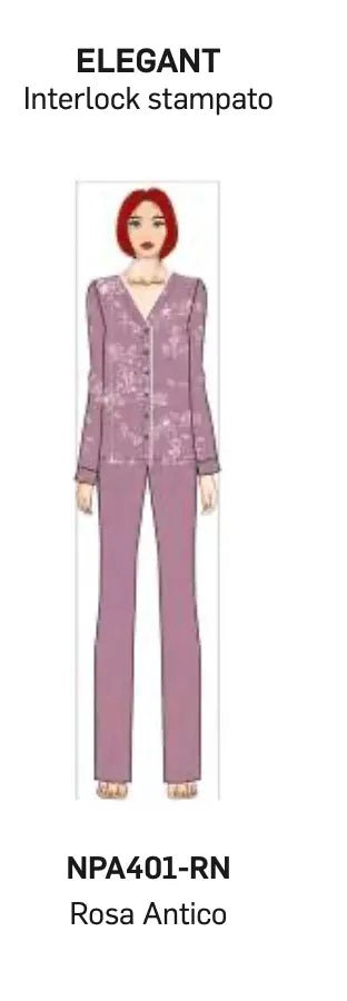 Pigiama donna Nottingham aperto caldo cotone interlock NPA401