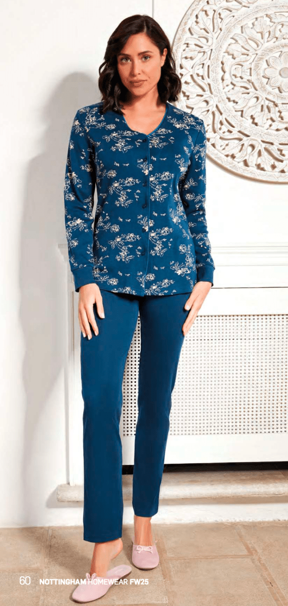 Pigiama donna Nottingham aperto caldo cotone interlock NPA401