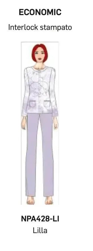 Pigiama donna Nottingham aperto caldo cotone interlock NPA428
