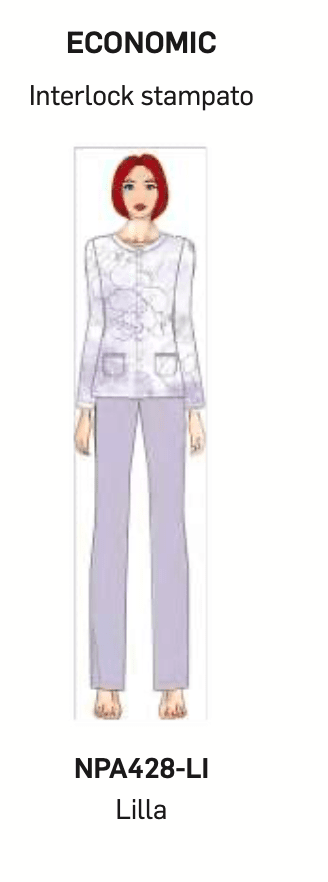 Pigiama donna Nottingham aperto caldo cotone interlock NPA428