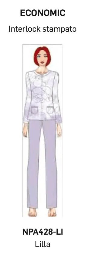 Pigiama donna Nottingham aperto caldo cotone interlock NPA428