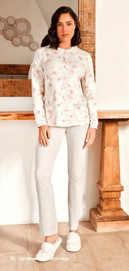 Pigiama donna Nottingham aperto caldo cotone interlock NPA428